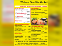 Webers &Ouml;lm&uuml;hle: Frischer Feldsalat aus der Region und Fisch bis 17. Oktober