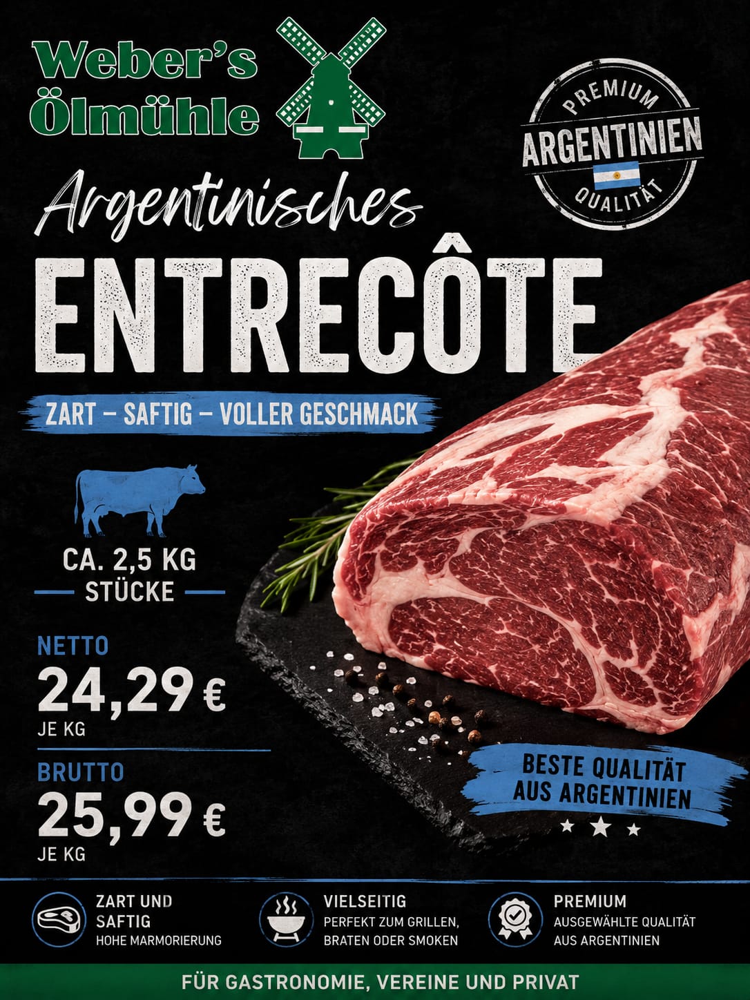 Argentinisches Entrec&ocirc;te im Angebot