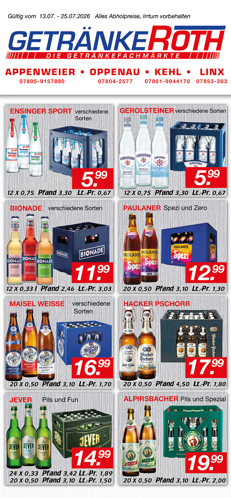 Sommeraktion bei Getr&auml;nke Roth: Bier, Wein und Spirituosen jetzt g&uuml;nstiger
