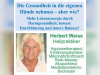 Info-Abend am 09.06.2026 um 19.00 Uhr in Lahr "Die Gesundheit in die eigenen H&auml;nde nehmen - aber wie?" (Die Adresse erfahren Sie bei Ihrer Anmeldung bei Naturheilpraxis Weiss, Tel. 07821-9811022 oder info@Naturheilpraxis-weiss.com)