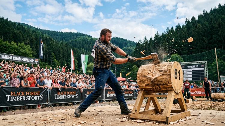 Sp&auml;ne fliegen am Eichberg: Haller bei den Schwarzw&auml;lder Holzf&auml;llermeisterschaften 2026