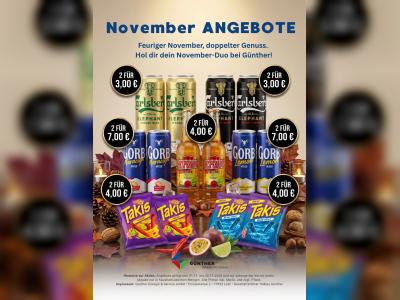 November-Duo bei G&uuml;nther: Elephant, Desperados, Gorb und Takis im Doppelpack